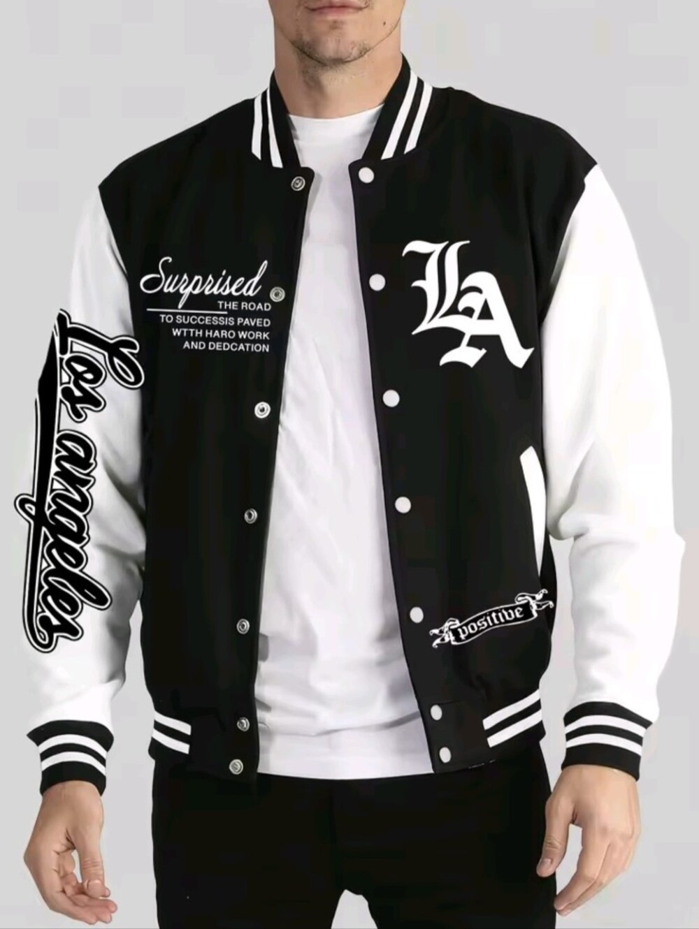 Men's Los Angeles Art Letter Print 2 Colors Top Casual Winter Jacket